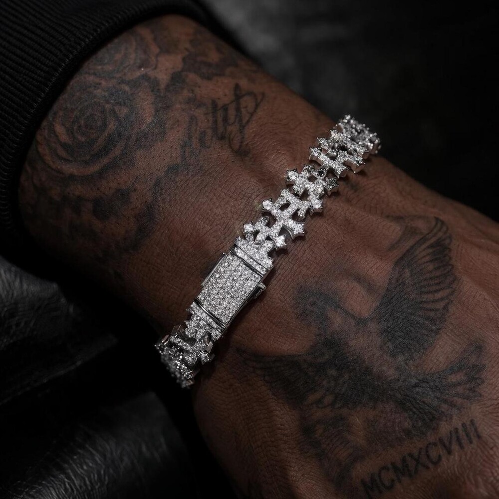 Cross Bracelet Cz 8 Inch